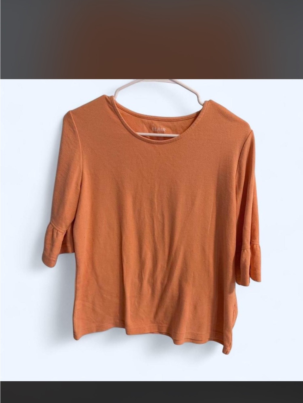 Blair Rust Orange Split-Detail Short Sleeve Top